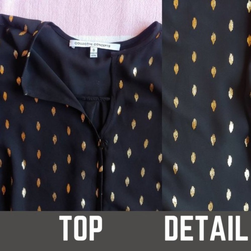 Collective Concepts Black and Gold Blouse